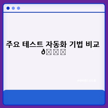 주요 테스트 자동화 기법 비교 📊